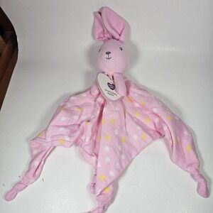 Parents Choice PINK Polka Dot Muslin Bunny Rabbit Lovey Security Blanket Rattle